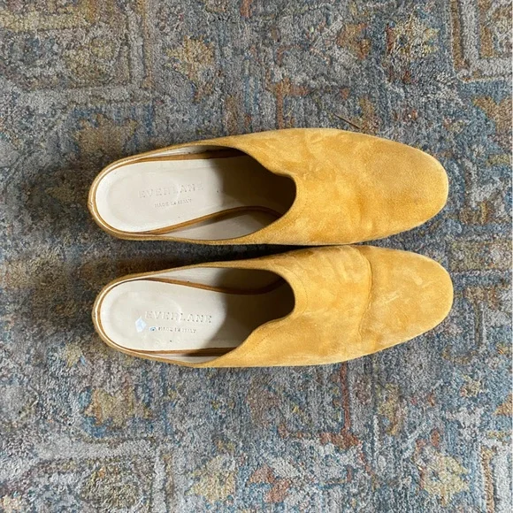 Everlane ‘The Day Heel’ Yellow Suede Mules - Picture 2 of 8